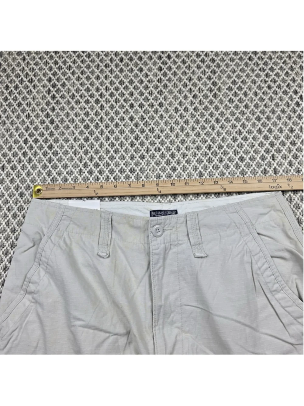 NWT Polo Jeans Co Cargo Shorts Mens 34 Beige Ripstop Cotton Utility Military